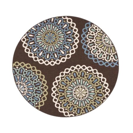 Safavieh 8 x 8 ft. Veranda Round Area Rug; Chocolate & Blue VER092-0625-8R